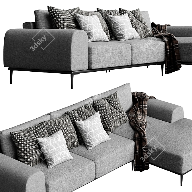 Stylish Oslo Corner Sofa 3D model image 3