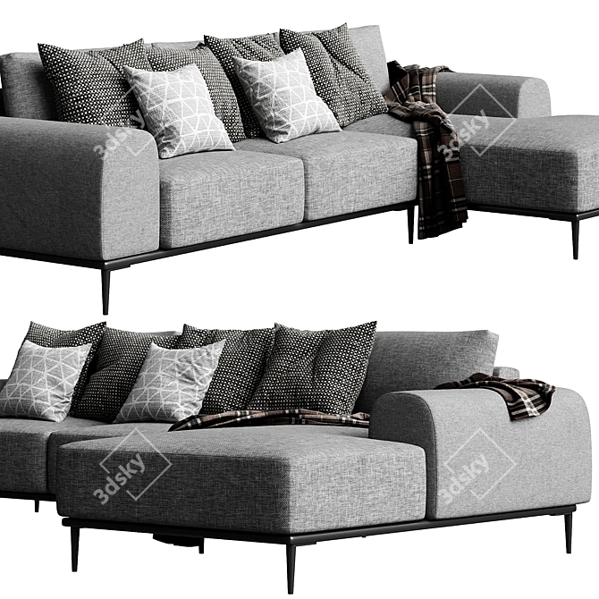 Stylish Oslo Corner Sofa 3D model image 4