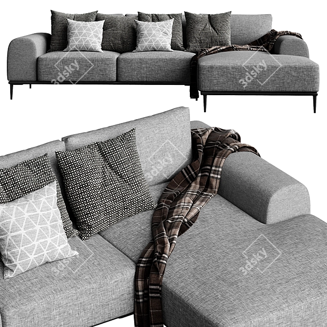 Stylish Oslo Corner Sofa 3D model image 5