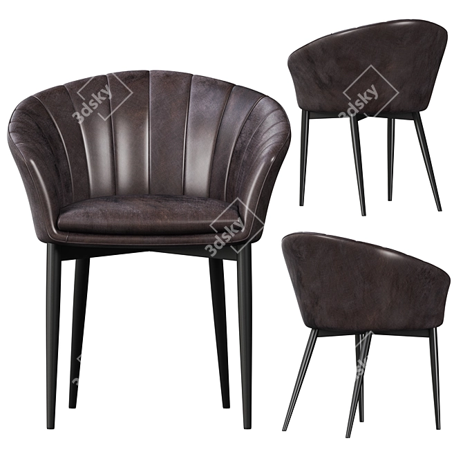 Sleek Charcoal Tub Chair 3D model image 3