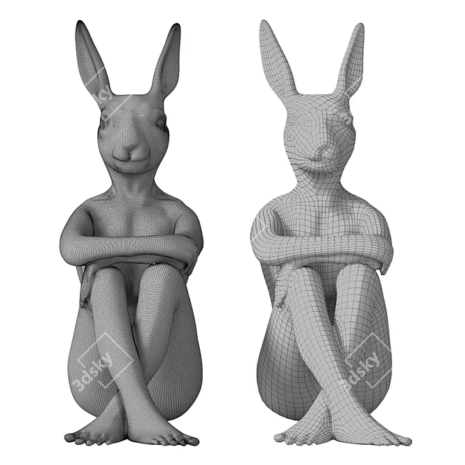 Sleek Gangster Hare Statue 3D model image 1