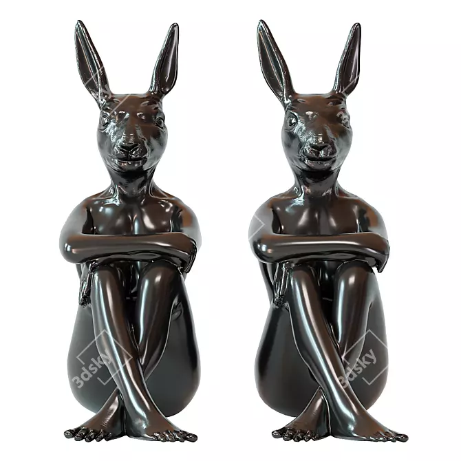 Sleek Gangster Hare Statue 3D model image 2