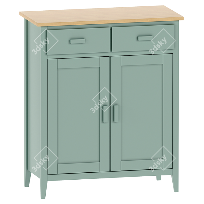  Rustic Pine Sideboard ALVINA 3D model image 1