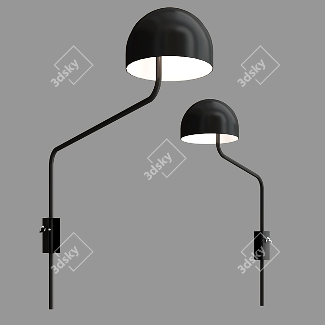 Bold and Sleek Officer Wall Lamps 3D model image 2