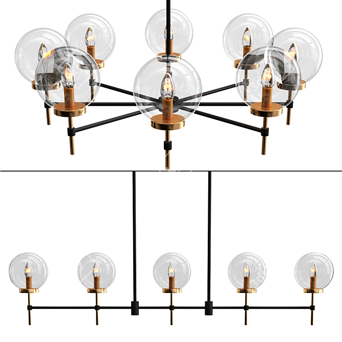 Elegant Glass Chandelier Collection 3D model image 1