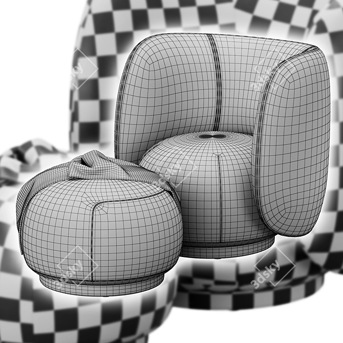 Ferm Living Rico Lounge Chair and Ottoman 3D model image 7