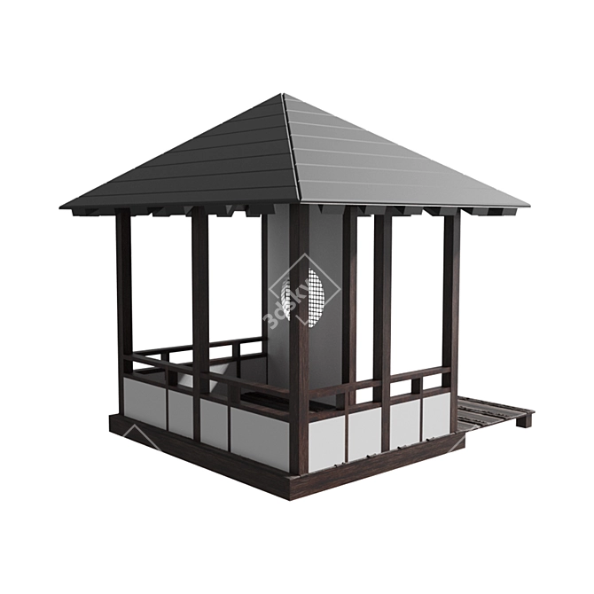 3-in-1 Wooden Gazebo: Classic Elegance, Modern Simplicity 3D model image 2