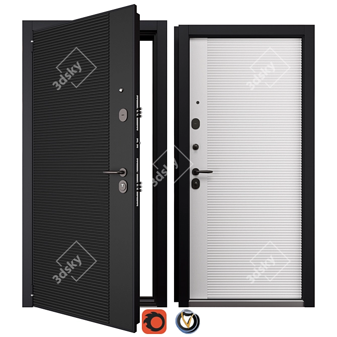 Modern Metal Entrance Door NT 4 3D model image 1