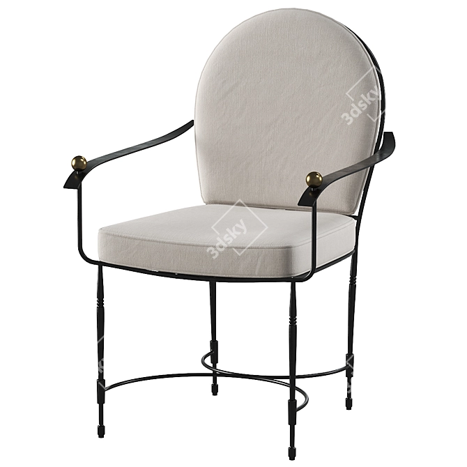 Elegant Amalfi Round Armchair 3D model image 1