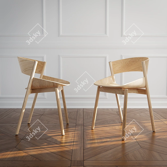 Elegant Plywood Dining Chair 3D model image 6