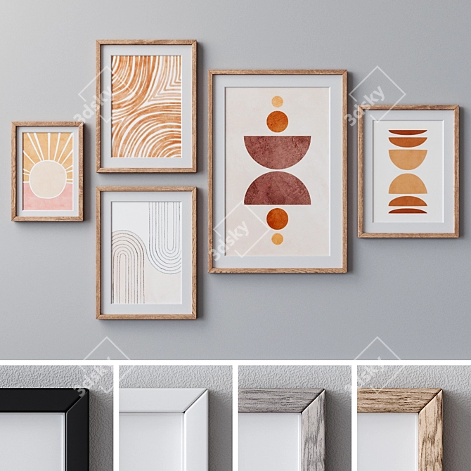 Multi-frame Wall Art Set: 4 Colors, Various Sizes 3D model image 1