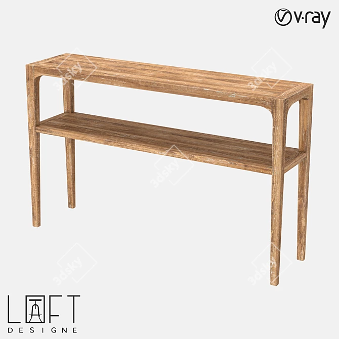 Rustic Pine Console Table 3D model image 1