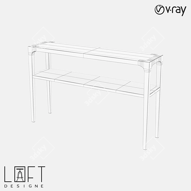 Rustic Pine Console Table 3D model image 2