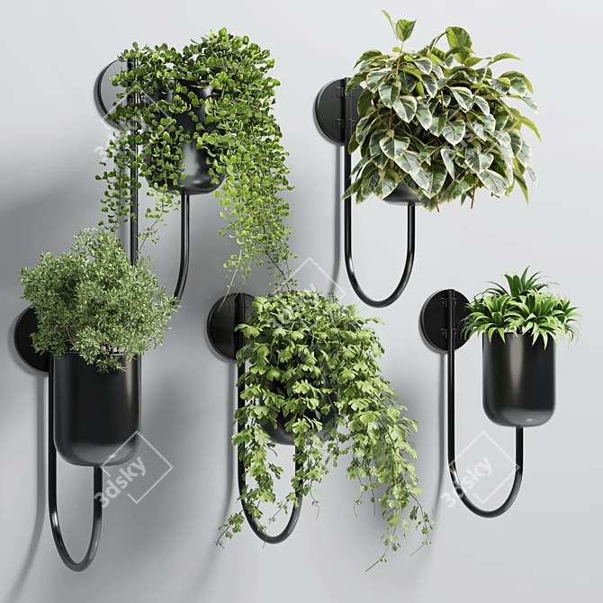 Metal Stand Wall Plant Vase 3D model image 1