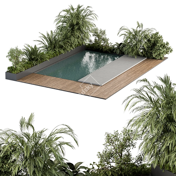 Outdoor Oasis: Backyard Furniture & Pool Combo 3D model image 1