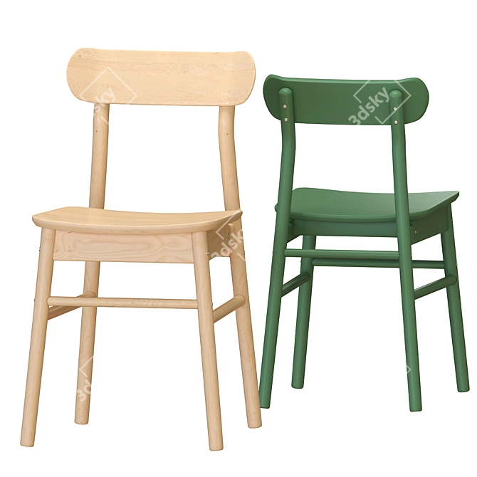 Modern Green Birch Table & Chairs 3D model image 2