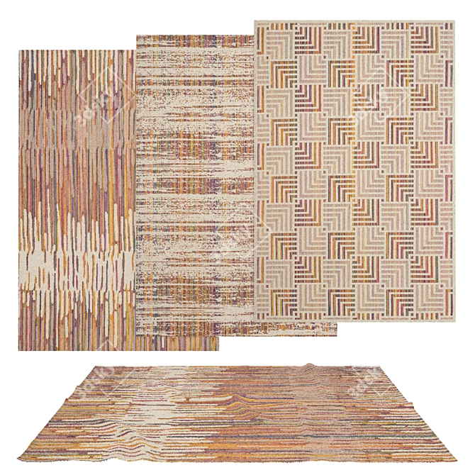 Stylish Set of 6 Rugs 3D model image 1