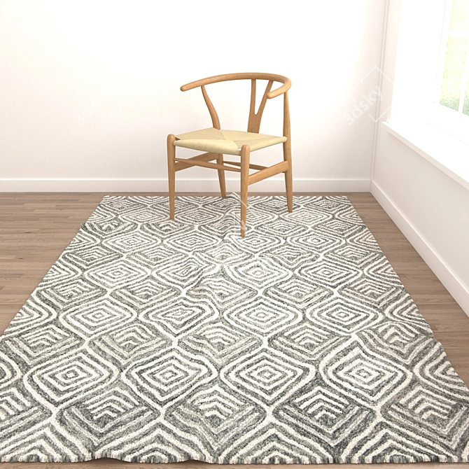 Versatile Set of 8 Stylish Rugs 3D model image 5