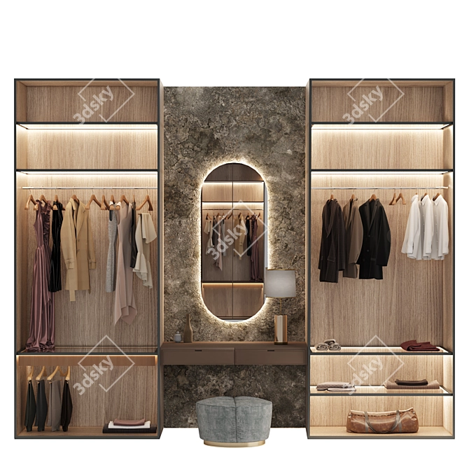 Modern Glass-Door Modular Closet 3D model image 2