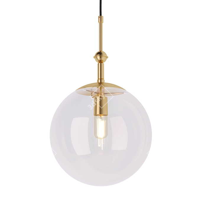 Elegant Brass and Glass Pendant 3D model image 2