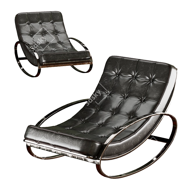 Modern Leather Rocking Chair 3D model image 2