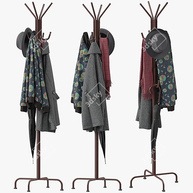 Sleek Hat and Coat Stand 3D model image 1