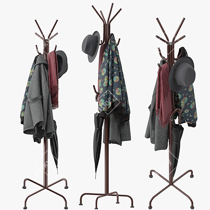 Sleek Hat and Coat Stand 3D model image 2