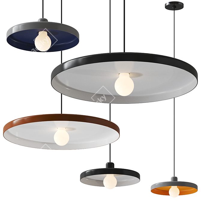 Sleek Disk Pendant Light 3D model image 1