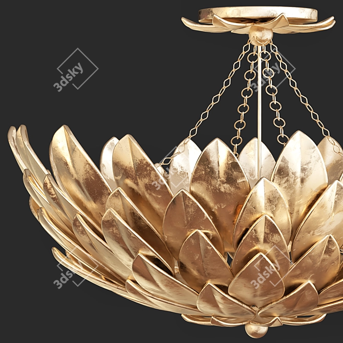 Crystorama Broche Gold Ceiling Light 3D model image 2