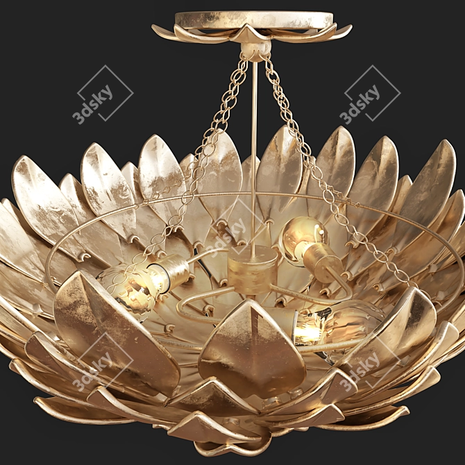 Crystorama Broche Gold Ceiling Light 3D model image 3