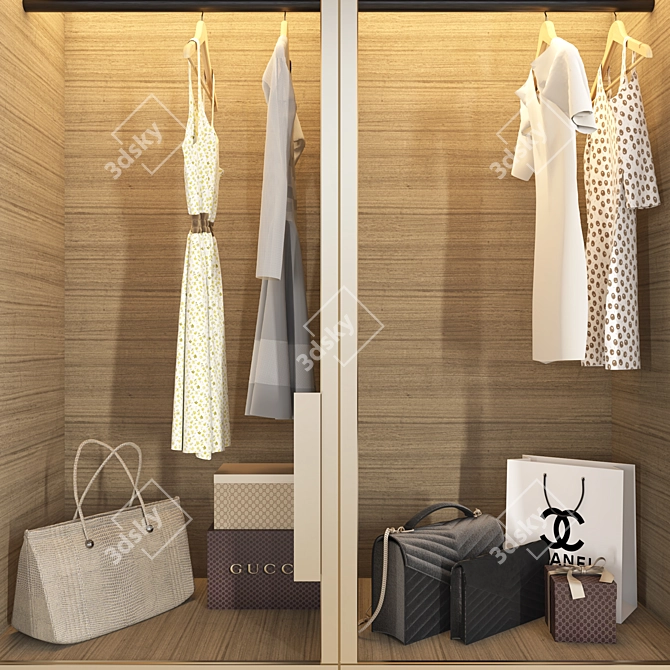 Versatile Wardrobe with All-inclusive Set 3D model image 2