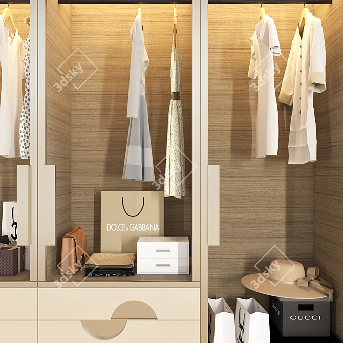 Versatile Wardrobe with All-inclusive Set 3D model image 3