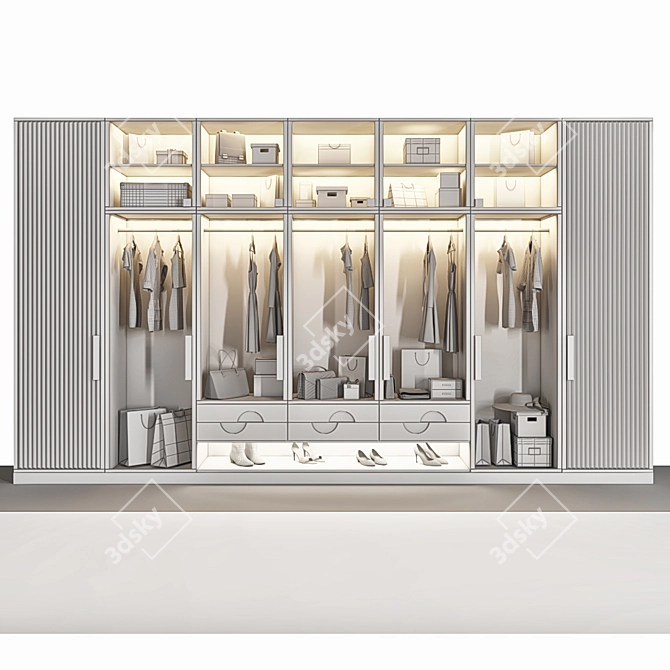 Versatile Wardrobe with All-inclusive Set 3D model image 5