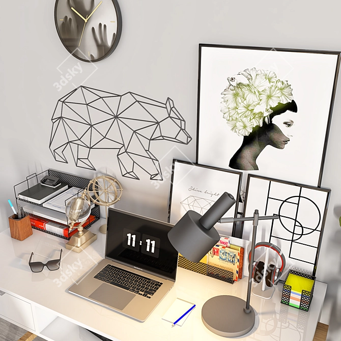 Sleek Office Furniture Set 3D model image 2