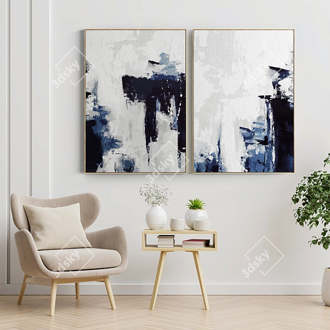 Interior Art Frames: Set of 2 | 5 Materials 3D model image 2