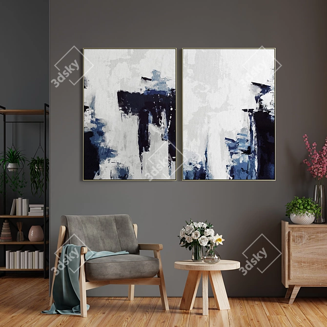 Interior Art Frames: Set of 2 | 5 Materials 3D model image 4