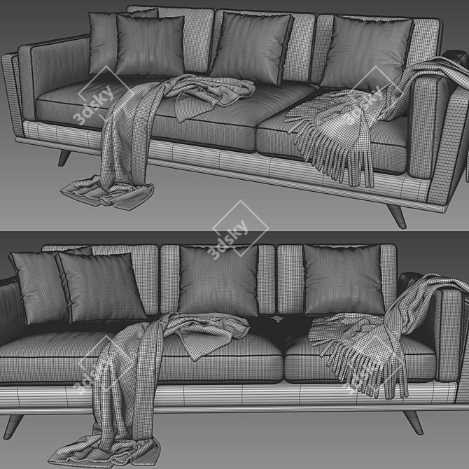 Zander 3-Seater Sofa by West Elm 3D model image 4