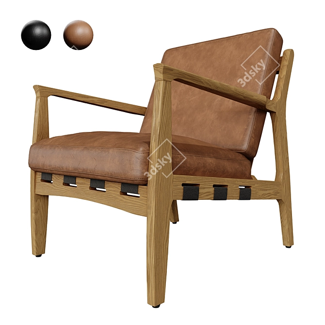 Silas Copper-Black Armchair 3D model image 1