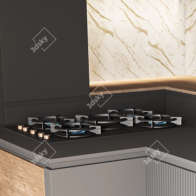 Modern Kitchen Model A 3D model image 5