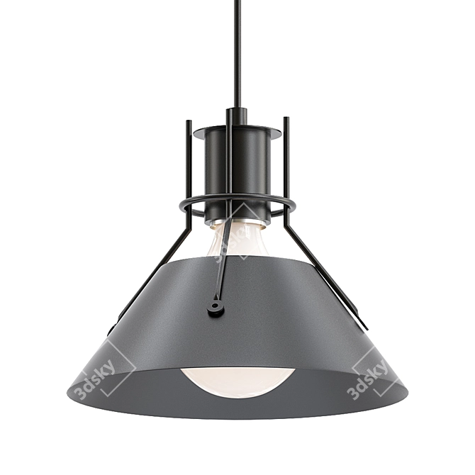 Sleek Black Pendant Light 3D model image 1