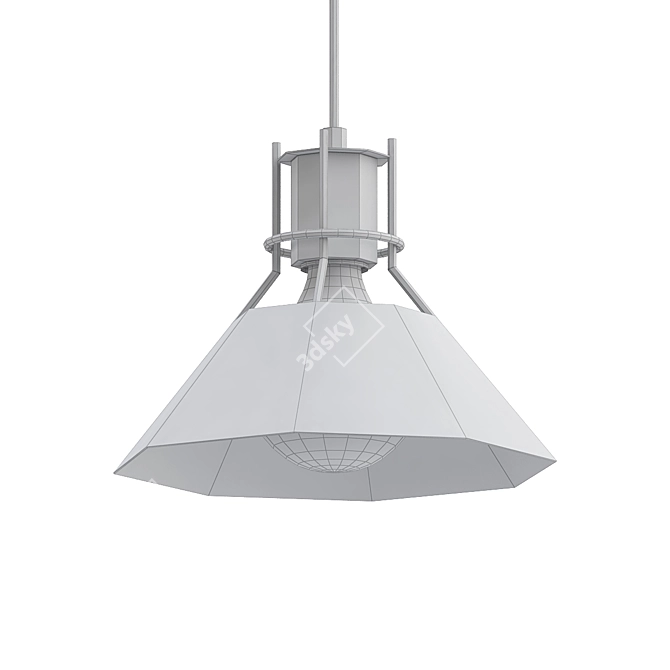 Sleek Black Pendant Light 3D model image 2