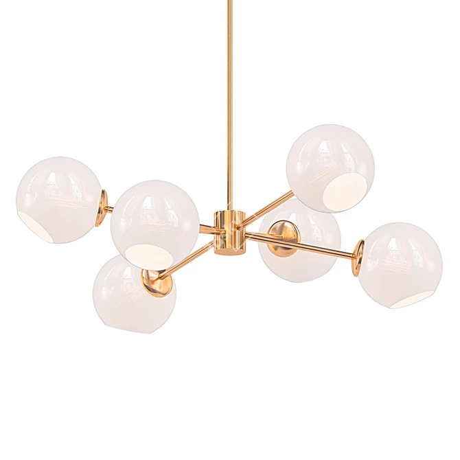 Milk Glass Chandelier - 6-Light Elegance 3D model image 1