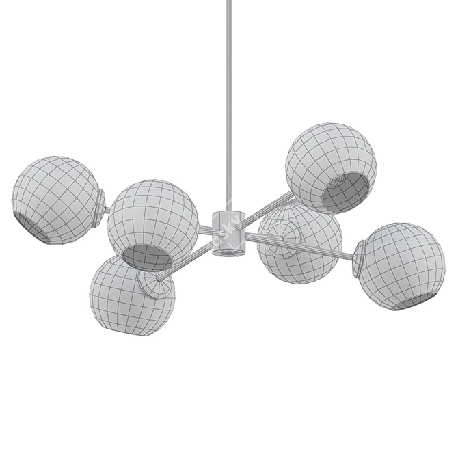 Milk Glass Chandelier - 6-Light Elegance 3D model image 2