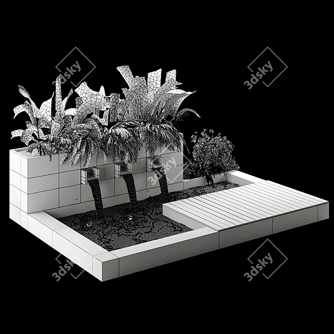 Flowing Bliss Garden Waterfall 3D model image 3