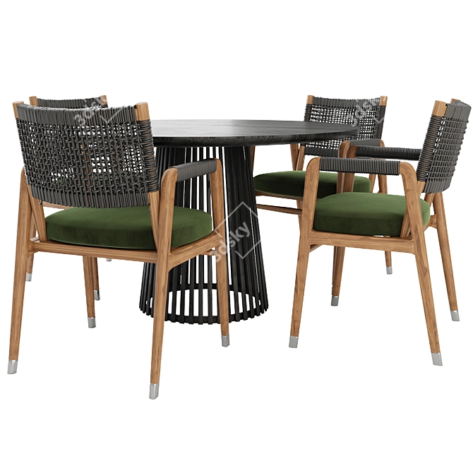 Luxury Ortigia Chair & Rossella Table 3D model image 2
