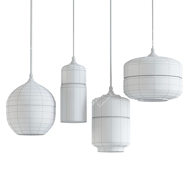 Sleek Nordic Glass Pendant Light 3D model image 2