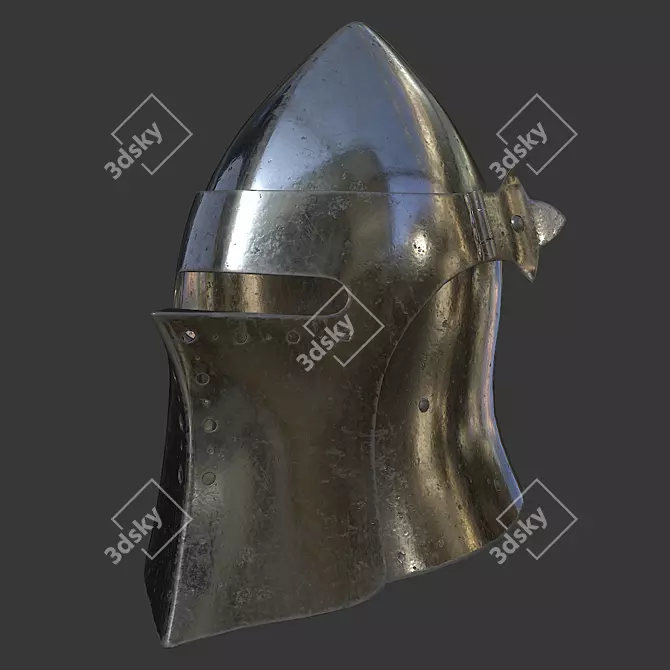 Visored Barbuta Helmet: VR/AR Low Poly, PBR Textures 3D model image 1