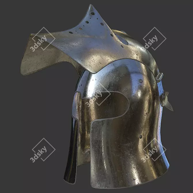 Visored Barbuta Helmet: VR/AR Low Poly, PBR Textures 3D model image 2