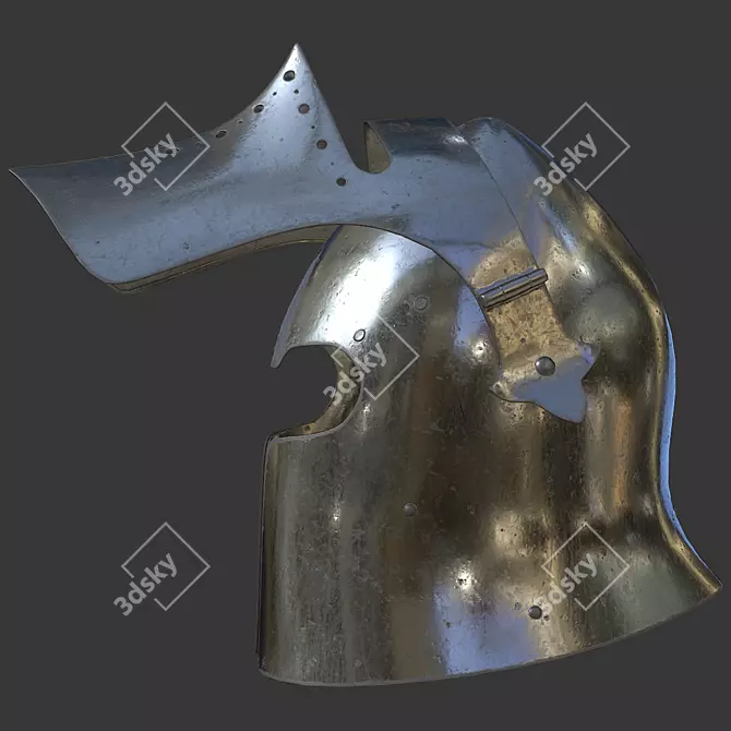 Visored Barbuta Helmet: VR/AR Low Poly, PBR Textures 3D model image 3