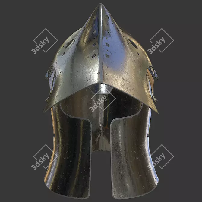 Visored Barbuta Helmet: VR/AR Low Poly, PBR Textures 3D model image 6